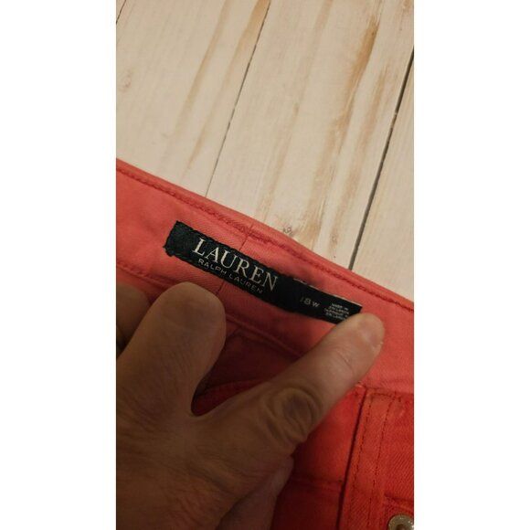 LAUREN Ralph Lauren Crop Pants Red Premier Skinny Crop Pants size 18W NWTD Faded - Picture 6 of 13